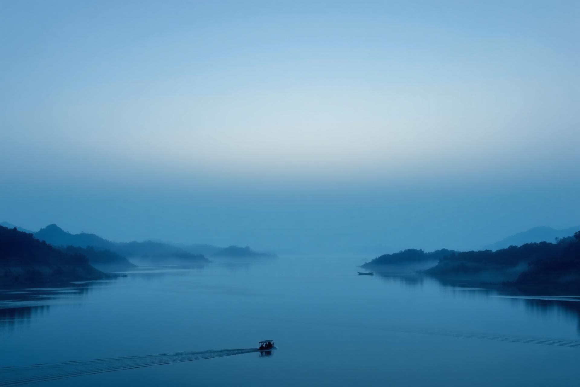 Brahmaputra river at blue hour